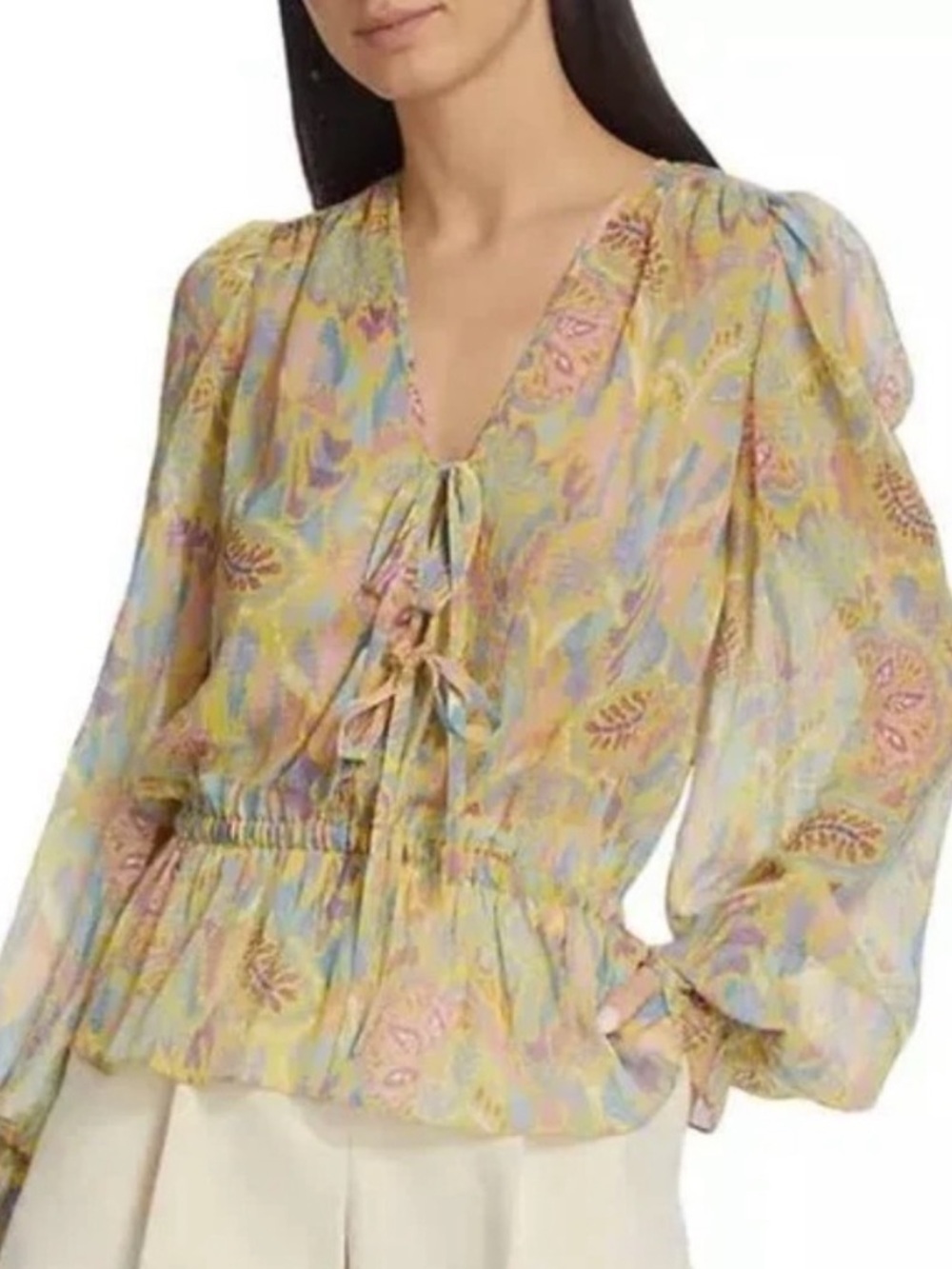 Ramy Brook Evie Long Sleeve Blouse in Yellow